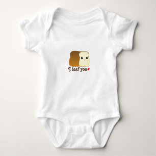 Ik hou van je Kawaii Bread Food Pun Cartoon Unisex Romper