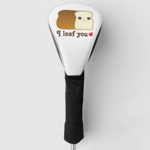 Ik hou van je Kawaii Bread Funny Cartoon Food Pun Golfheadcover