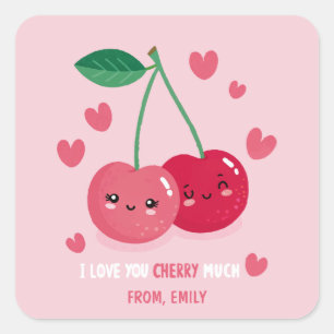 Ik hou van je kers veel Valentijnsdag Klaslokaal Vierkante Sticker