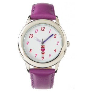 Ik hou van je Kinder roestvrijstalen Paarse horlog Horloge