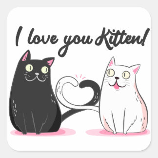 Ik hou van je kitten vierkante Sticker
