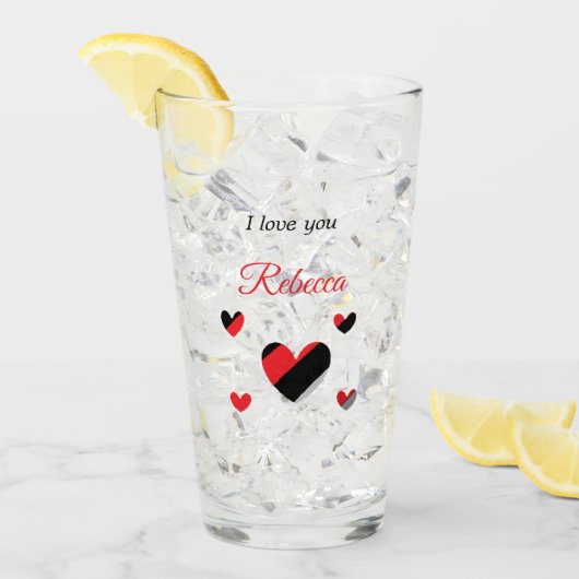 Ik hou van je kleurrijke harten wit glas (Voorkant ijs)