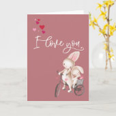 Ik hou van je knuffelkonijn Valentijnsdag Kaart (Gele Bloem)