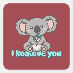 Ik hou van je Koala beer woordspeling Vierkante Sticker
