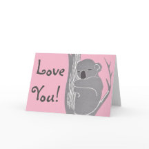 Ik hou van je! Koala Roze Wenskaart