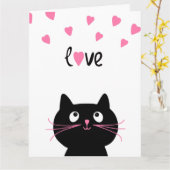 IK HOU VAN JE, KUSTZWARTE CAT-KAART KAART (Gele Bloem)