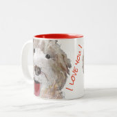 Ik hou van je! Labradoodle Tweekleurige Koffiemok (Voorkant links)