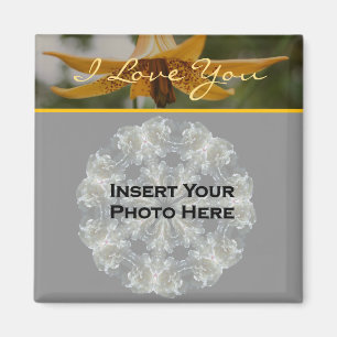 Ik hou van je Lily Flower Gepersonaliseerde foto Magneet
