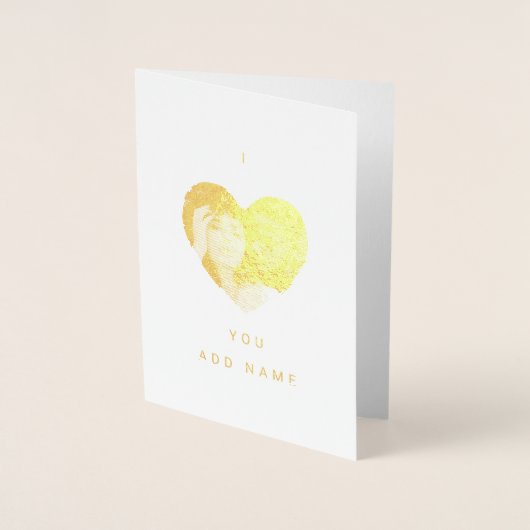 Ik hou van je luxe fototekst Valentijns Folie Kaarten (Voorkant)