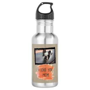 Ik hou van je, mam Custom Dog Foto Water Fles (B)