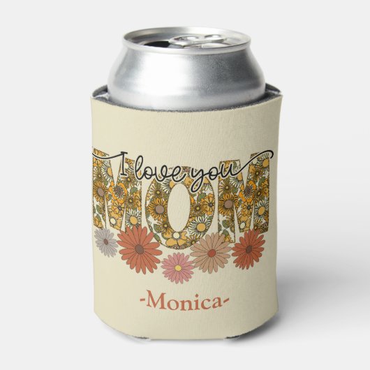 Ik hou van je Mam Flowers Blikjeskoeler (Blikje Voorkant)