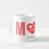 Ik hou van je mam rood hart patroon Moederdag Koffiemok (Voorkant links)