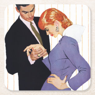 Ik hou van je, mama Girl 2 Vierkante Kartonnen Onderzetter