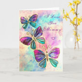 Ik hou van je mama Kaart, kleurrijke vlinders Kaart (Gele Bloem)