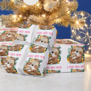 Ik hou van je mama... mama en Baby Sloth Cadeaupapier