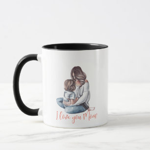 "Ik hou van je mama!" Moeder en kind Mok