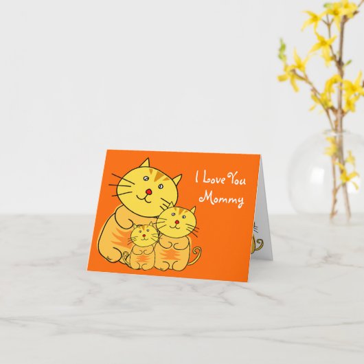 Ik hou van je, mama Moederdag Cat Kaart (Gele Bloem)