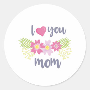 Ik hou van je mama Moederdag Ronde Sticker