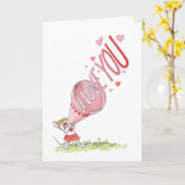 "Ik hou van je!" Megafon Muis kaart (Gele Bloem)