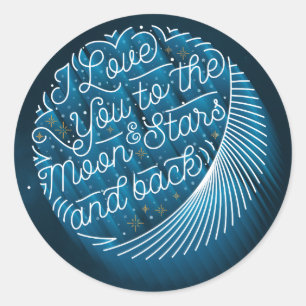 Ik hou van je met de maan en de sterren. ronde sticker