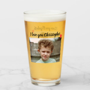 Ik hou van je met foto's en namen glas