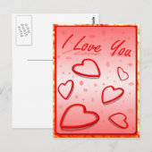 Ik hou van je met hartroze achtergrond briefkaart (Voorkant / Achterkant)