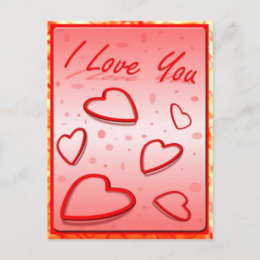 Ik hou van je met hartroze achtergrond briefkaart (Voorkant)
