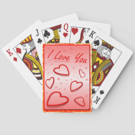 Ik hou van je met hartroze achtergrond speelkaarten