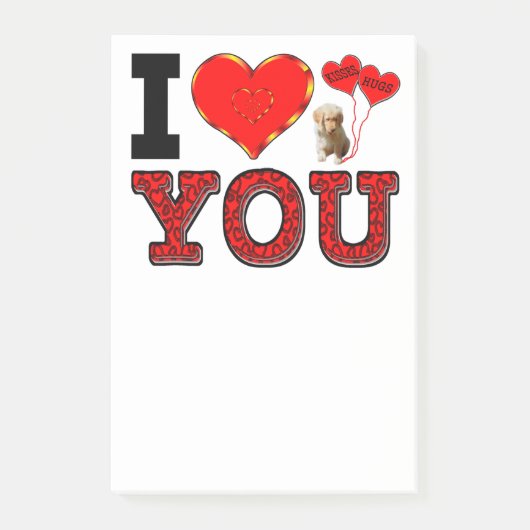 Ik hou van je met hugs en kussen post-it® notes (Voorkant)