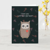 Ik hou van je met uil mijn hart Schattigee grote o Kaart (Gele Bloem)