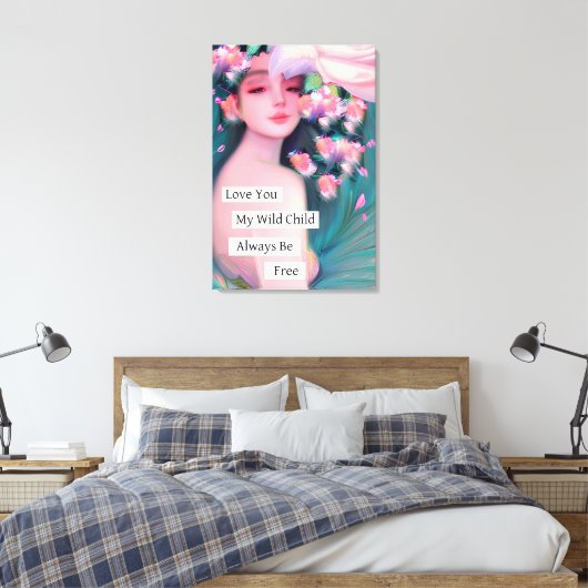 Ik hou van je, mijn wilde kind canvas afdruk (Insitu (Slaapkamer))