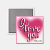 Ik hou van je moderne Valentijnse roze hart Magneet (Voorkant / Achterkant)