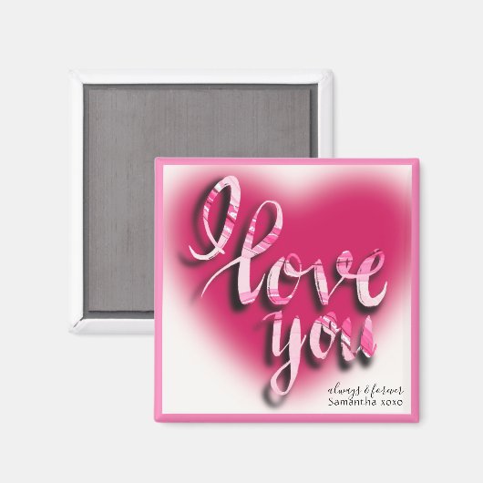 Ik hou van je moderne Valentijnse roze hart Magneet (Voorkant / Achterkant)