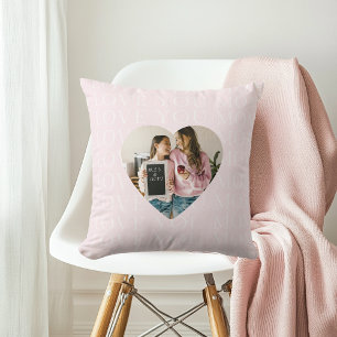 Ik hou van je moeder pastel roze hart foto kussen