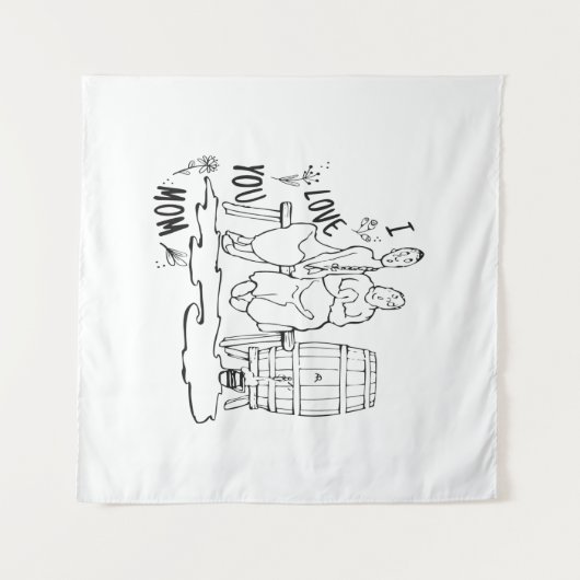 Ik hou van je moeder. T-Shirt Wandkleed (Voorkant (horizontaal))