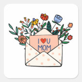 Ik hou van je moeder vierkante sticker (Voorkant)