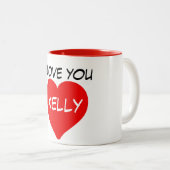 Ik hou van je Naam rood hart Tweekleurige Koffiemok (Voorkant rechts)
