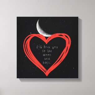Ik hou van je naar de maan en achterdoek. canvas afdruk