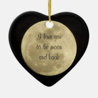 Ik hou van je naar de maan en achterhartversiering keramisch ornament