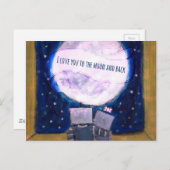 Ik hou van je naar de maan en achterrobots briefkaart (Voorkant / Achterkant)