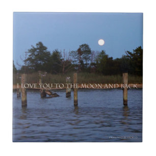 Ik hou van je naar de maan en de achterste decorat tegeltje