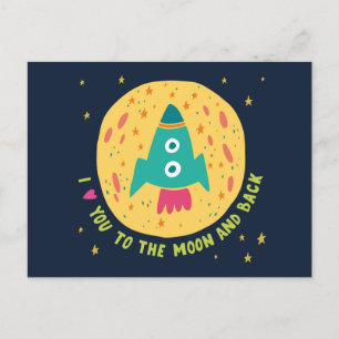 Ik hou van je naar de maan en de achterste Rockets Briefkaart