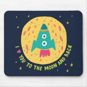 Ik hou van je naar de maan en de achterste Rockets Muismat