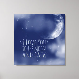 Ik hou van je naar de maan en terug canvas afdruk