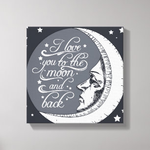 Ik hou van je naar de maan en terug canvas afdruk