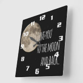 Ik hou van je naar de maan en terug vierkante klok (Hoek)
