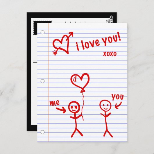 ik hou van je notitieboek papieren schetsen briefkaart (Voorkant / Achterkant)
