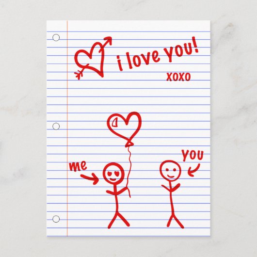 ik hou van je notitieboek papieren schetsen briefkaart (Voorkant)