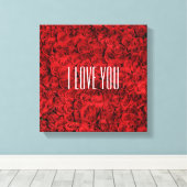 Ik hou van je op een bed van Rozen Canvas Afdruk (Insitu (Houten vloer))