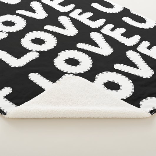 Ik hou van je op een zwarte achtergrond sherpa deken (3/4)